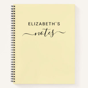 Add Your Name   Simple Pastel Yellow Notebook
