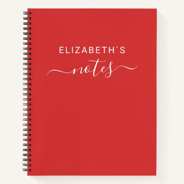 Add Your Name | Simple Red Notebook (Front)