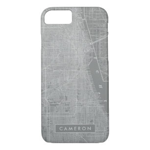 Add Your Name   Sketch of Chicago City Map iPhone 8/7 Case