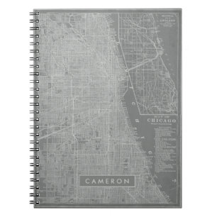 Add Your Name Sketch of Chicago City Map Notebook