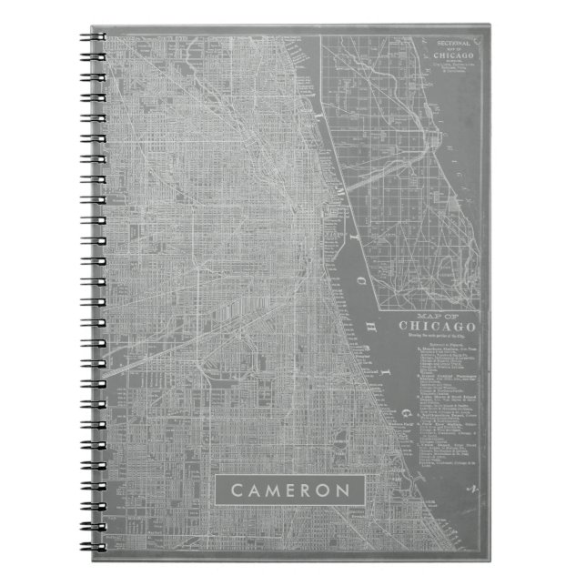 Add Your Name | Sketch of Chicago City Map Notebook (Front)
