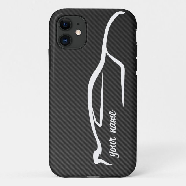 "add your name" Skyline GT-R White Silhouette Logo Case-Mate iPhone Case (Back)