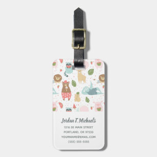 Add Your Name Sloth & Friends Pattern Luggage Tag