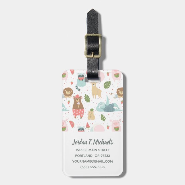 Add Your Name | Sloth & Friends Pattern Luggage Tag (Front Vertical)