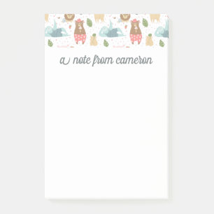 Add Your Name   Sloth & Friends Pattern Post-it Notes