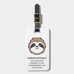 Add Your Name   Sloth Mascot Luggage Tag