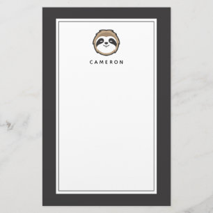 Add Your Name   Sloth Mascot Stationery
