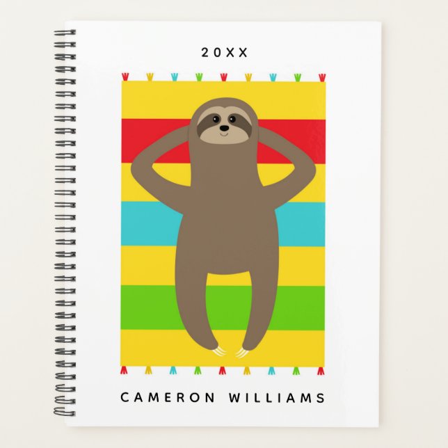 Add Your Name | Sloth On The Beach Planner (Front)