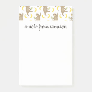 Add Your Name   Sloths & Bananas Pattern Post-it Notes