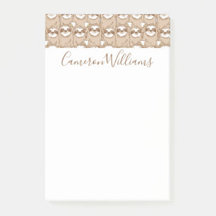 Add Your Name   Sloths & Coffee Pattern Post-it Notes