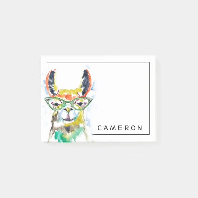 Add Your Name | Smarty-Pants Llama Post-it Notes (Front)