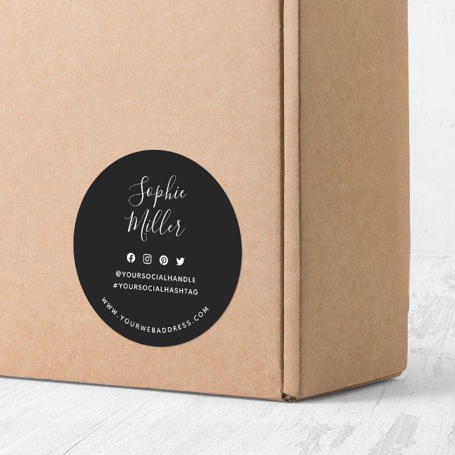 Add Your Name Social Media Custom Colour Branding Classic Round Sticker (Creator Uploaded)