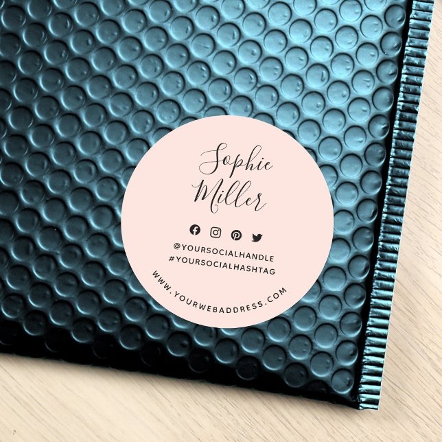 Add Your Name Social Media Custom Colour Branding Classic Round Sticker (Creator Uploaded)