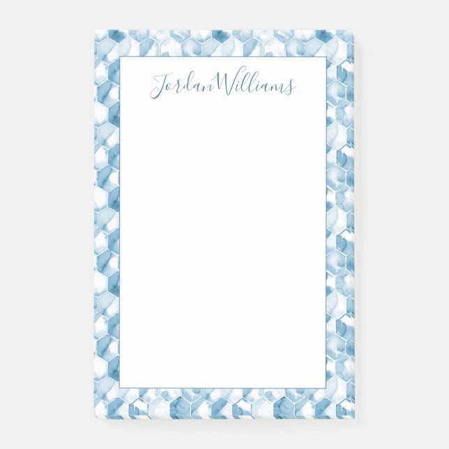 Add Your Name | Soft Blue Watercolor Canotype Post-it Notes (Front)