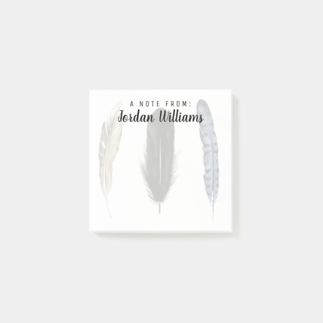 Add Your Name | Soft Feathers I Post-it Notes (Front)