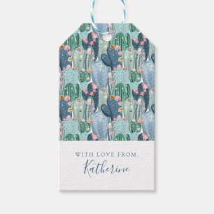 Add Your Name   Soft Patel Cactus Pattern Gift Tags