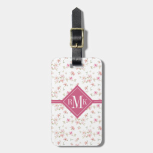 Add Your Name Soft Pink Watercolor Flower Luggage Tag