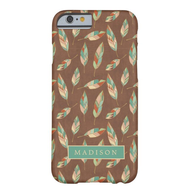 Add Your Name | Southwest Feather Pattern Case-Mate iPhone Case (Back)