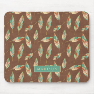 Add Your Name Southwest Feather Pattern Mouse Mat