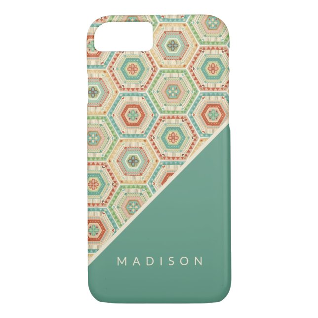 Add Your Name | Southwest Hexagon Pattern Case-Mate iPhone Case (Back)
