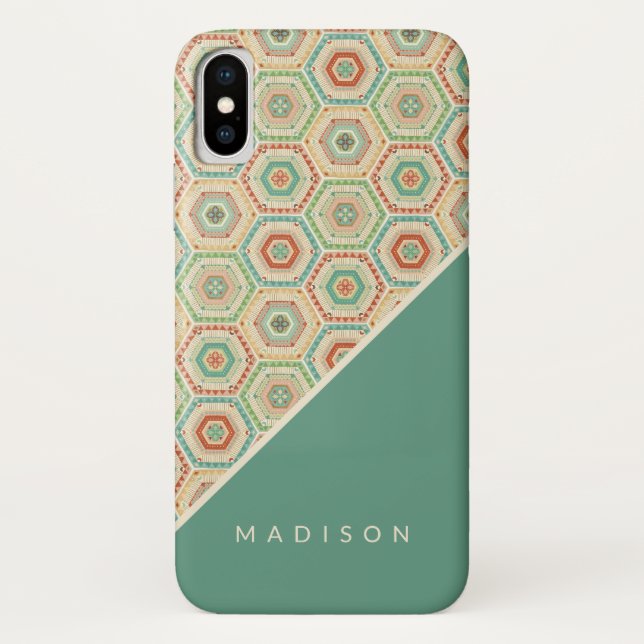 Add Your Name | Southwest Hexagon Pattern Case-Mate iPhone Case (Back)