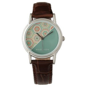 Add Your Name   Southwest Hexagon Pattern Watch