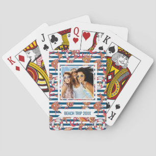 Add Your Name   Starfish And Stripes Pattern Playing Cards