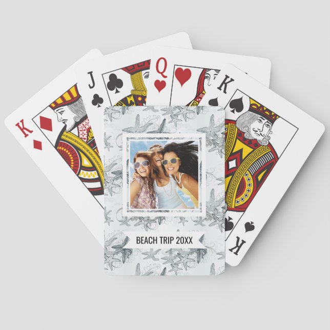 Add Your Name | Starfish On The Sea Pattern Playing Cards (Back)