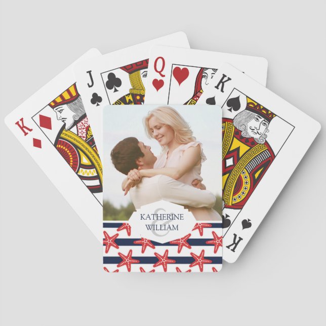 Add Your Name | Stars And Stripes Pattern Playing Cards (Back)