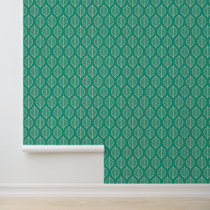 Add Your Name Stylised Green Leaf Pattern Wallpaper