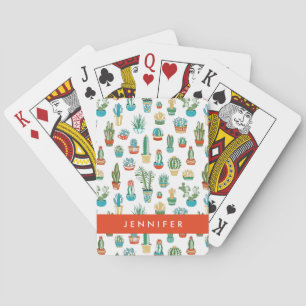 Add Your Name   Succulents Pattern Playing Cards