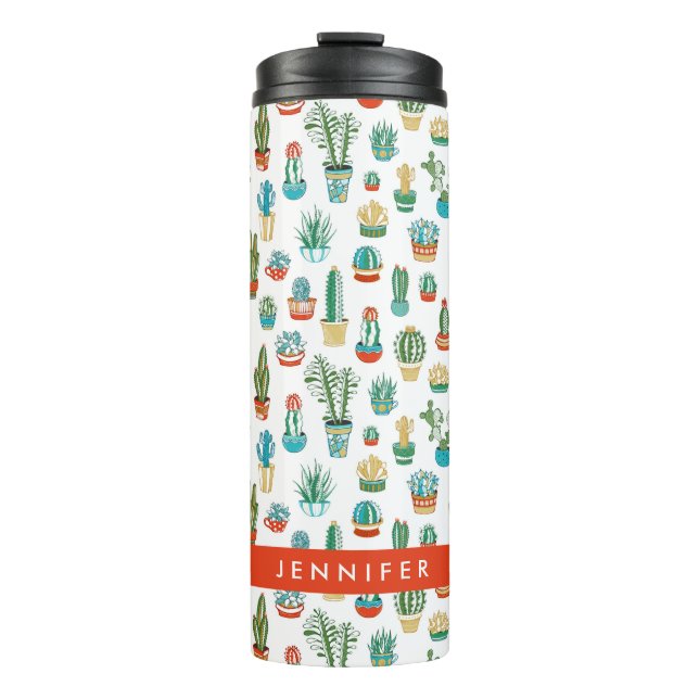Add Your Name | Succulents Pattern Thermal Tumbler (Front)