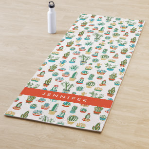 Add Your Name Succulents Pattern Yoga Mat