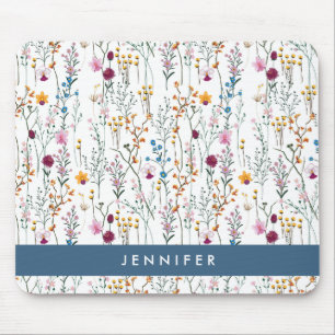 Add Your Name   Summer Wildflower Pattern Mouse Mat