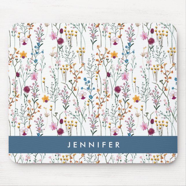 Add Your Name | Summer Wildflower Pattern Mouse Mat (Front)