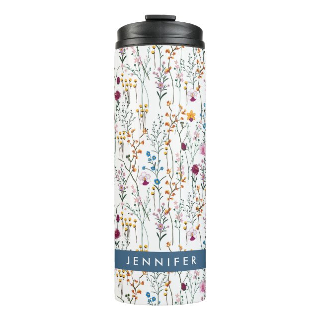 Add Your Name | Summer Wildflower Pattern Thermal Tumbler (Front)