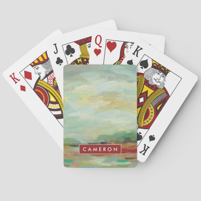 Add Your Name | Sunrise Field Abstract Print Playing Cards (Back)