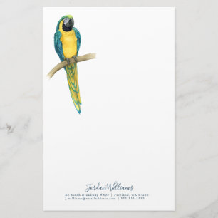 Add Your Name Teal Macaw Stationery