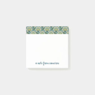 Add Your Name Teal & Yellow Floral Pattern Post-it Notes