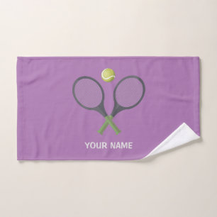 Add Your Name Tennis  Personalised Purple Hand Towel
