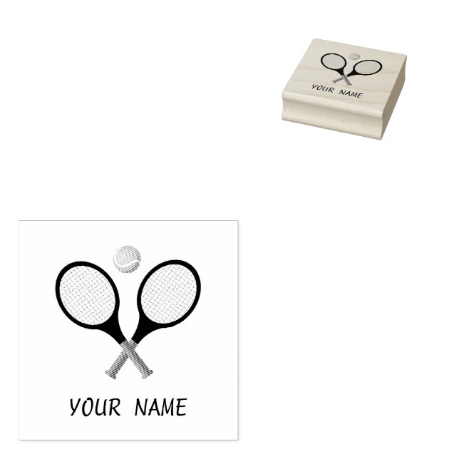 Add Your Name Tennis Personalised  Rubber Stamp (Stamped)