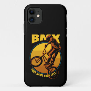 Add Your Name Text, BMX Born to Ride Flying Rider iPhone 11 Case