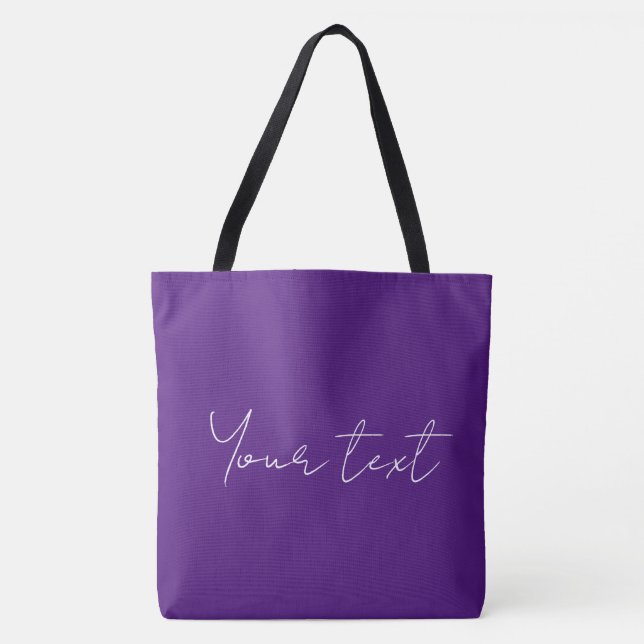 Add Your Name Text Royal Purple Typography Large Tote Bag (Front)