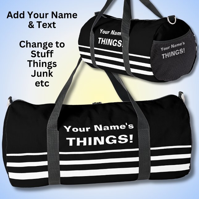 Add Your Name Text Subject Black Duffle Bag (Creator Uploaded)