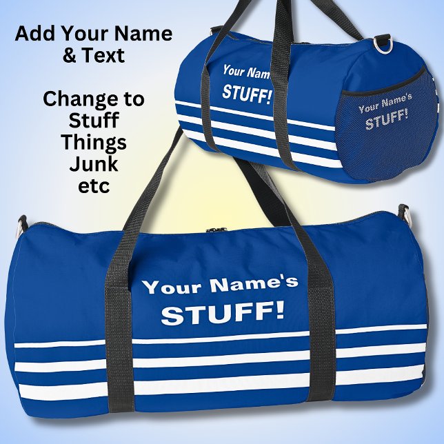 Add Your Name Text Subject Blue     Duffle Bag (Creator Uploaded)