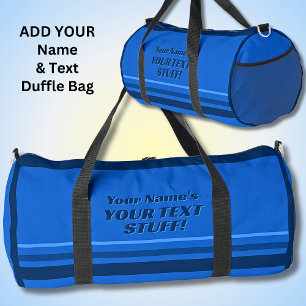 Add Your Name & Text Subject Blue Striped Duffle Bag