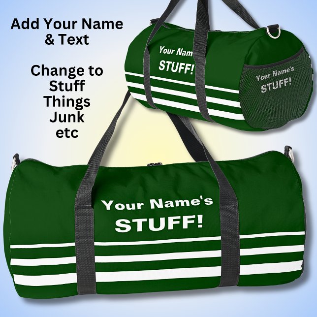Add Your Name Text Subject   Dark Green Duffle Bag (Creator Uploaded)