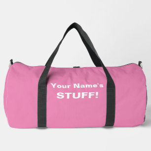 Add Your Name Text Subject (or 2 lines) Pink Duffle Bag