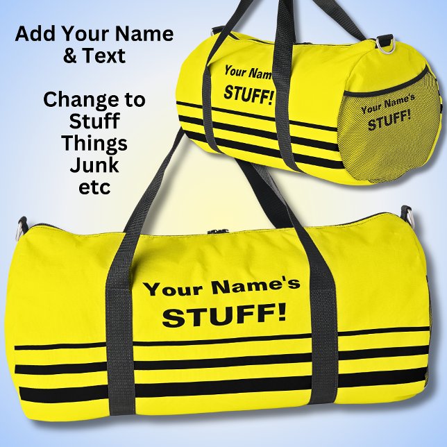 Add Your Name Text Subject Yellow Duffle Bag (Creator Uploaded)