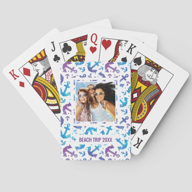 Add Your Name | Tie Dye Anchor Pattern 2 Playing Cards (Back)